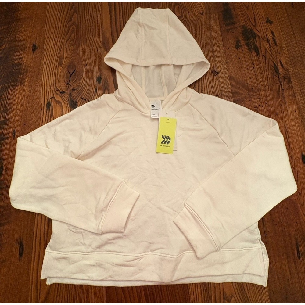 All in Motion Girls XL 14 Off White Pullover Cropped Hoodie NWT
